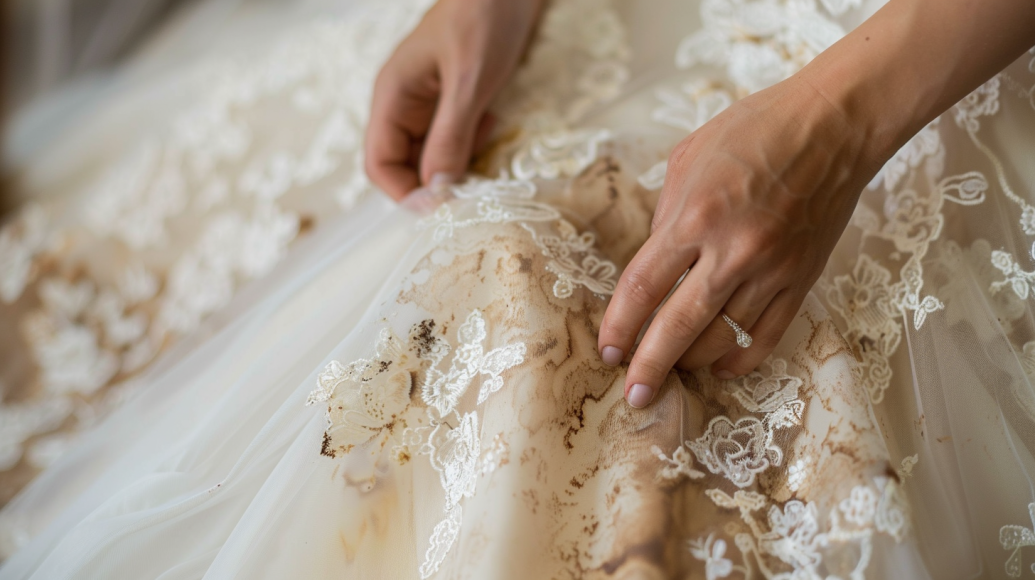 water stain on bridesmaid dress Bridesmaid Dress stains, Champagne spills, Wet Cleaning works its magic. #wetcleaning #drycleaning #laundry #team